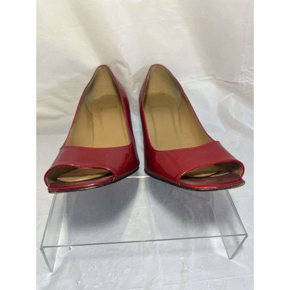 Stuart Weitzman Cherry Red Patent Peep toe Heels 9.5 M - Picture 8 of 14